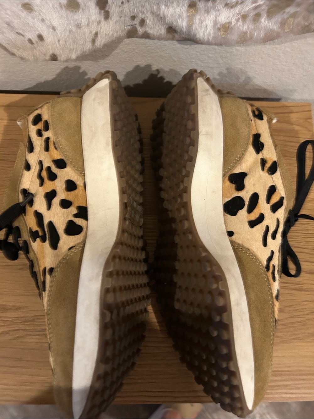 Steve Madden Campo 6 leopard Suede & Platform Sneakers - Tan/Black - Picture 3 of 7